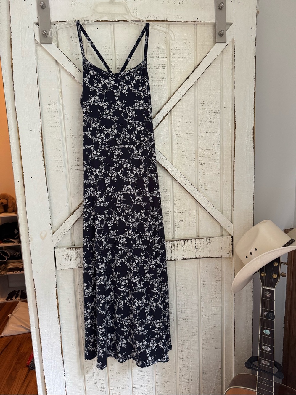 Pact Navy and White Floral Midi Dress